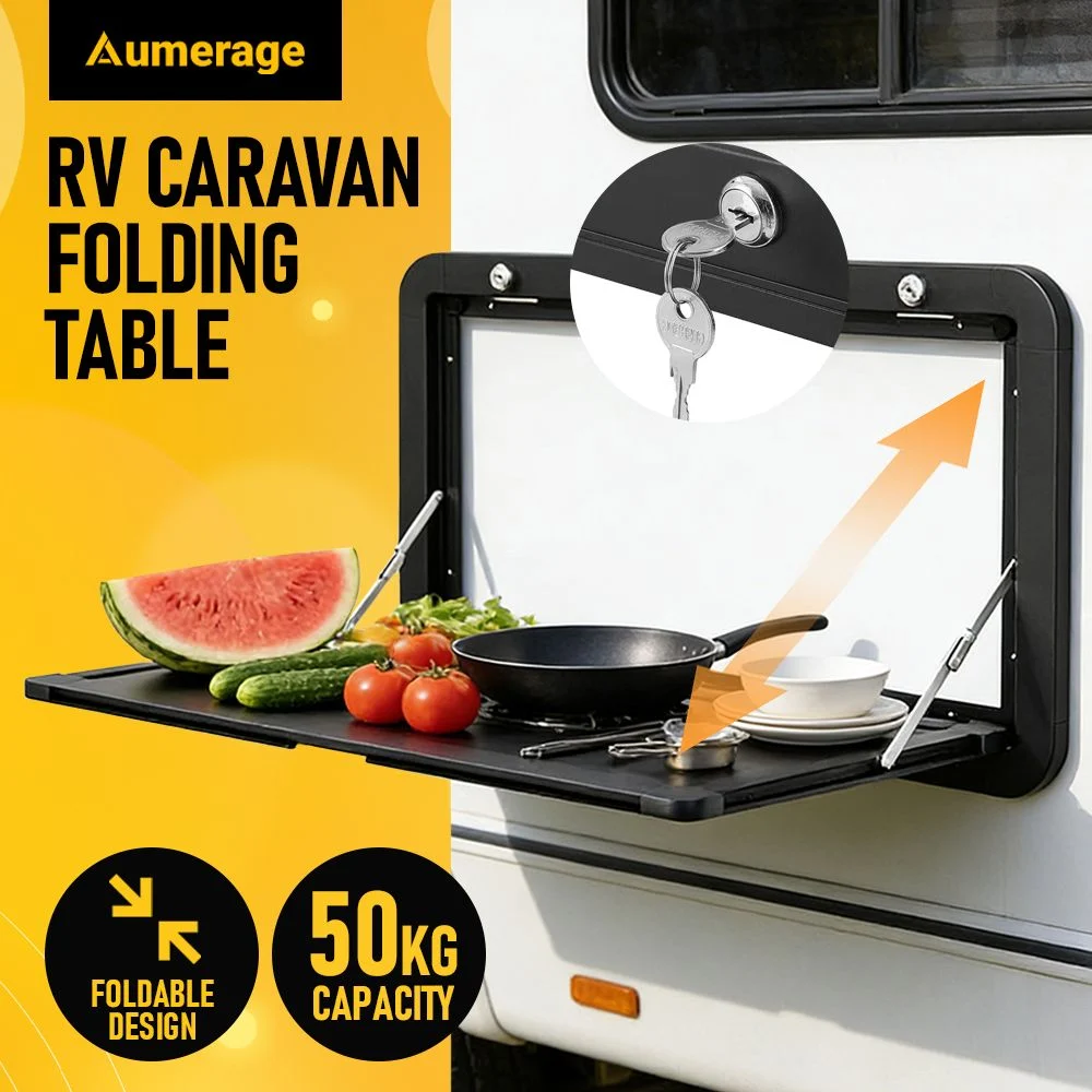 Aumerage Aluminium Folding Caravan Table – Lockable, Space-Saving Portable Table