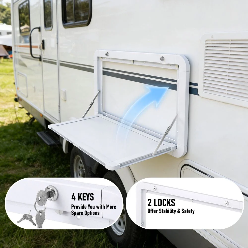 Heavy Duty Folding Caravan Table 800 x 450mm – Full Metal Frame, Lockable, 50kg