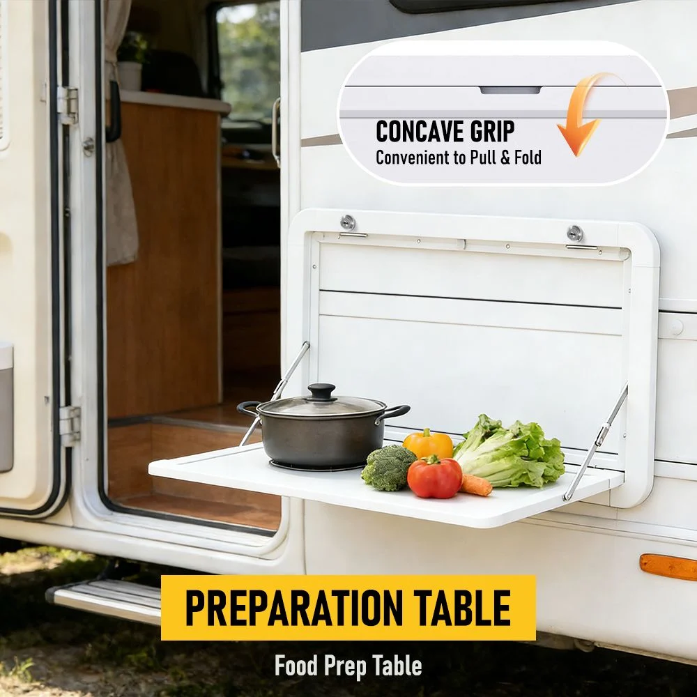 Heavy Duty Folding Caravan Table 800 x 450mm – Full Metal Frame, Lockable, 50kg