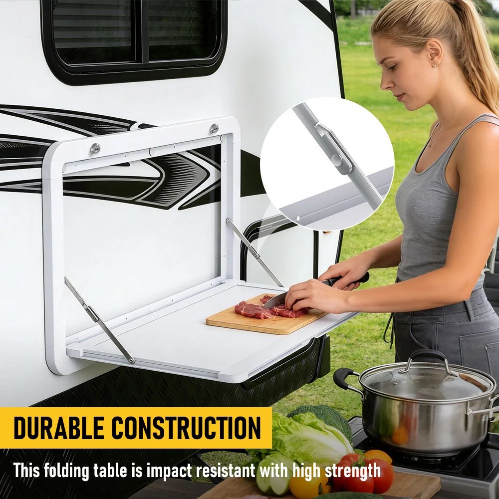 Heavy Duty Folding Caravan Table 800 x 450mm – Full Metal Frame, Lockable, 50kg