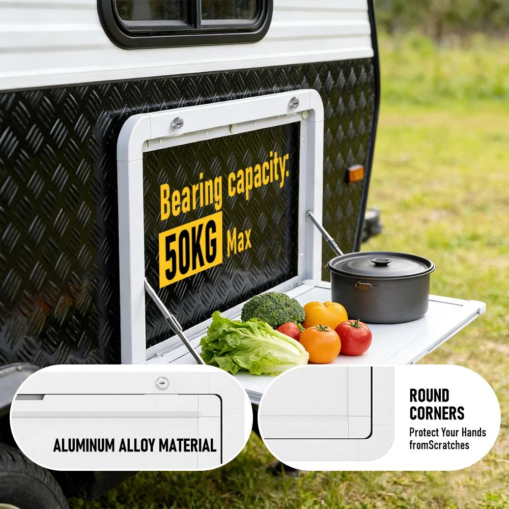 Heavy Duty Folding Caravan Table 800 x 450mm – Full Metal Frame, Lockable, 50kg