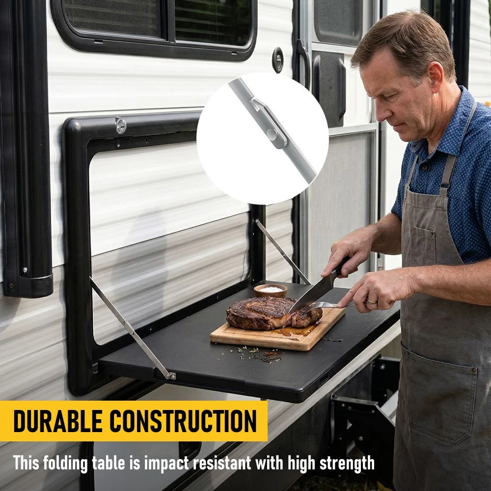 Folding Caravan Table – Lockable Space-Saving Portable Table for Camper