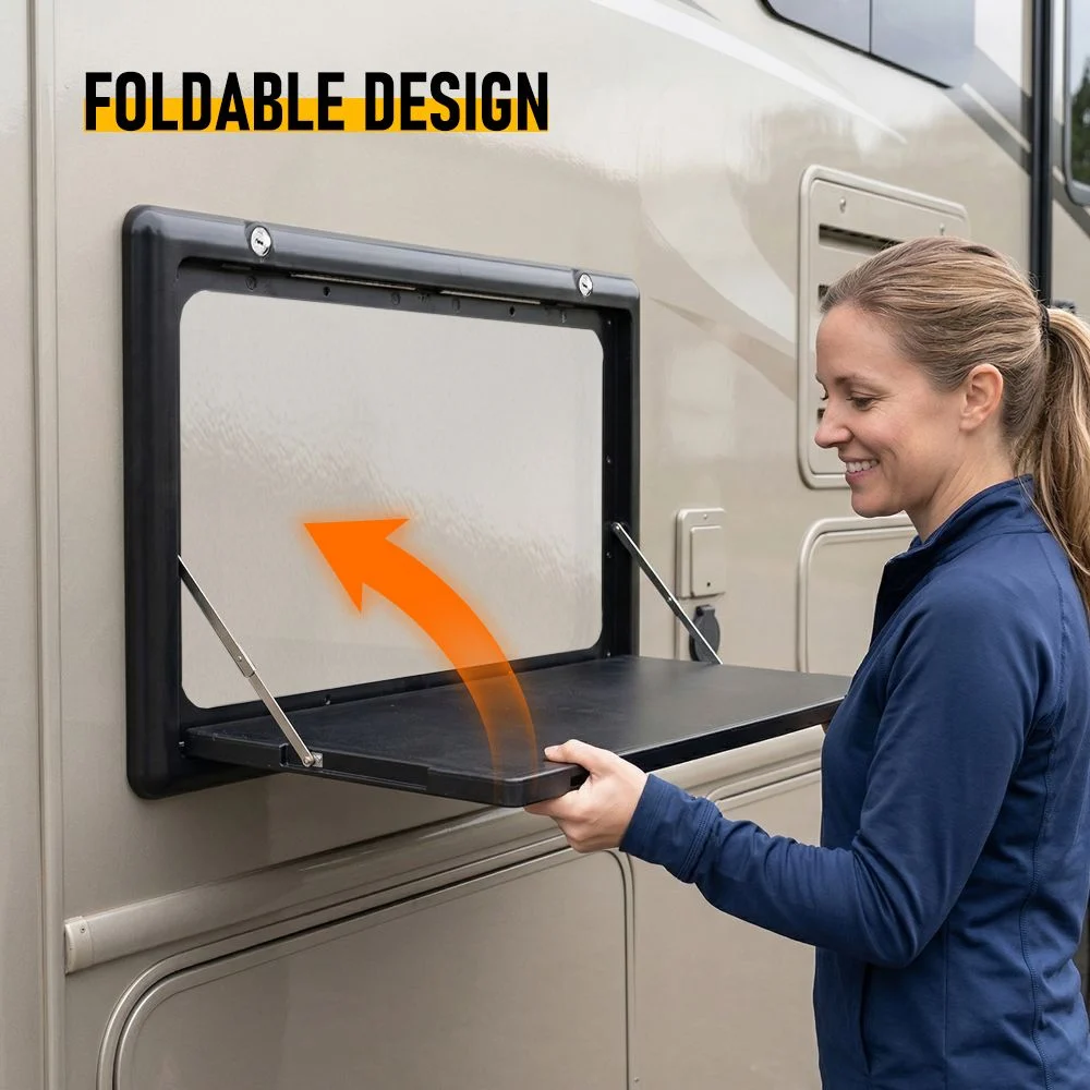 Folding Caravan Table – Lockable Space-Saving Portable Table for Camper