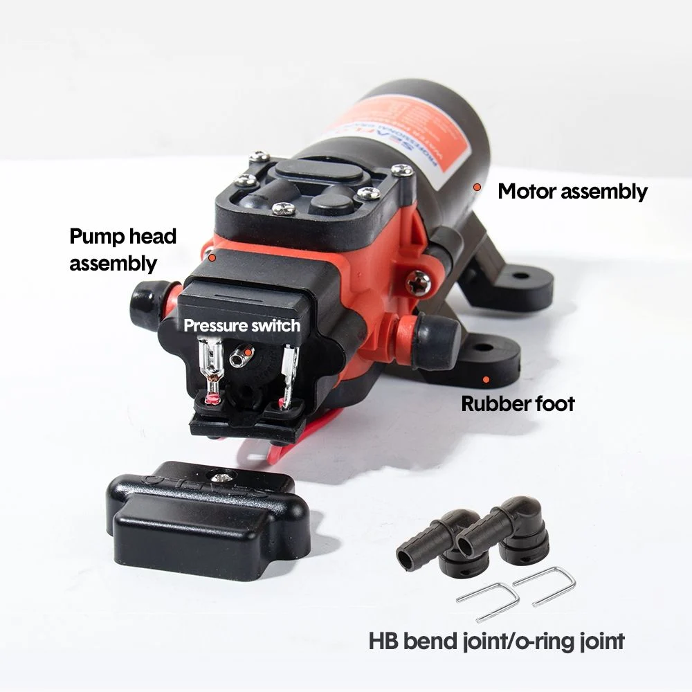 12V Water Pressure Diaphragm Pump 3.8LPM 40PSI Self-Priming Water Pump for RV