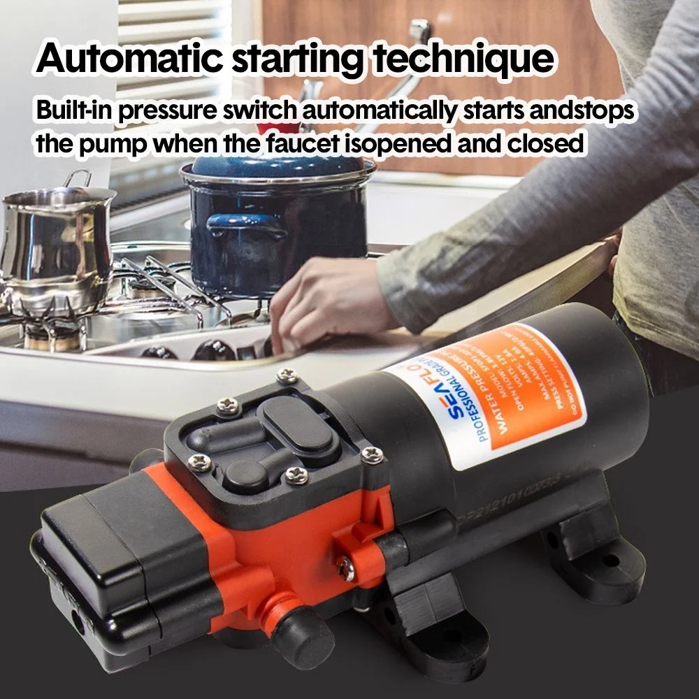 12V Water Pressure Diaphragm Pump 3.8LPM 40PSI Self-Priming Water Pump for RV