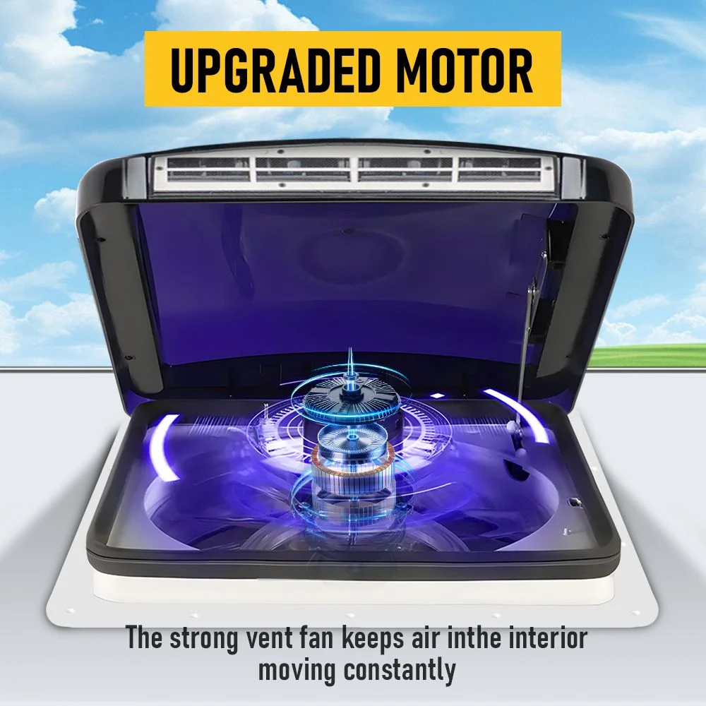 12V Caravan Roof Vent Fan w/ LED Light & Reversible Airflow – Waterproof