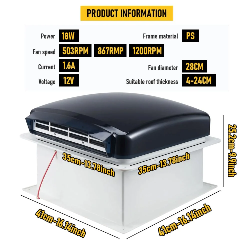 12V Caravan Roof Vent Fan w/ LED Light & Reversible Airflow – Waterproof