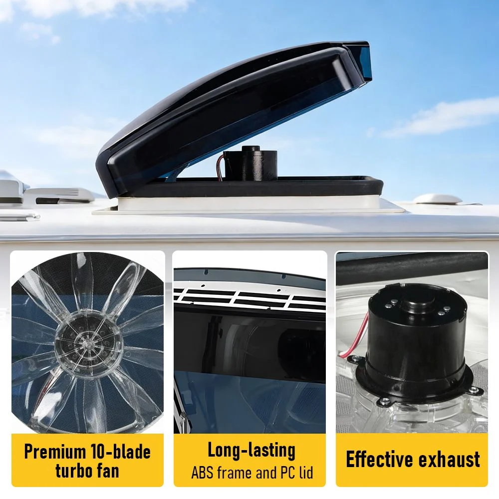 12V Caravan Roof Vent Fan w/ LED Light & Reversible Airflow – Waterproof