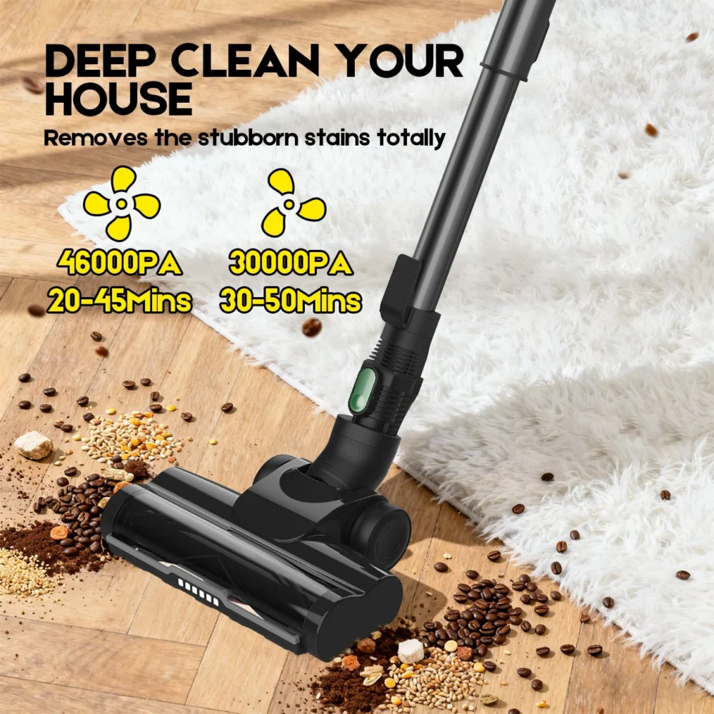 46Kpa Strong Suction, Lightweight Handheld Vacuum Cleaner, 2500mAh Removable