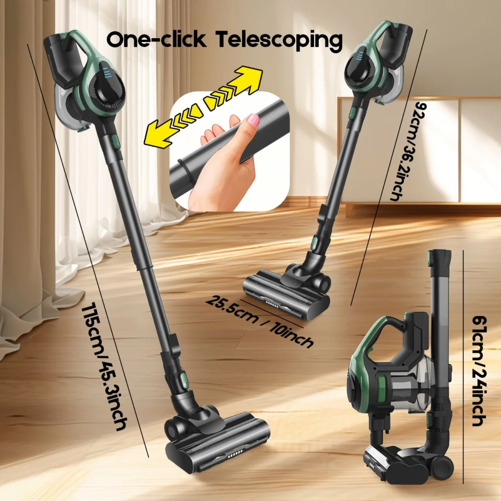 46Kpa Strong Suction, Lightweight Handheld Vacuum Cleaner, 2500mAh Removable