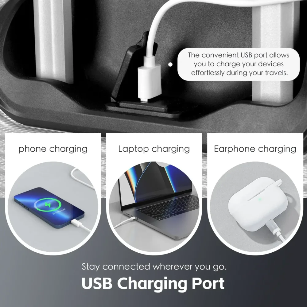 24" Digital Weighing Scale & USB Charging Port Lightweight Luggage Suitcase