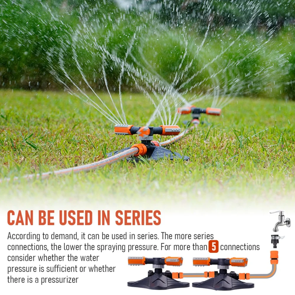 2 PCS Garden Sprinkler, 360° Rotating Lawn & Garden Water Sprinkler, 3-Arm