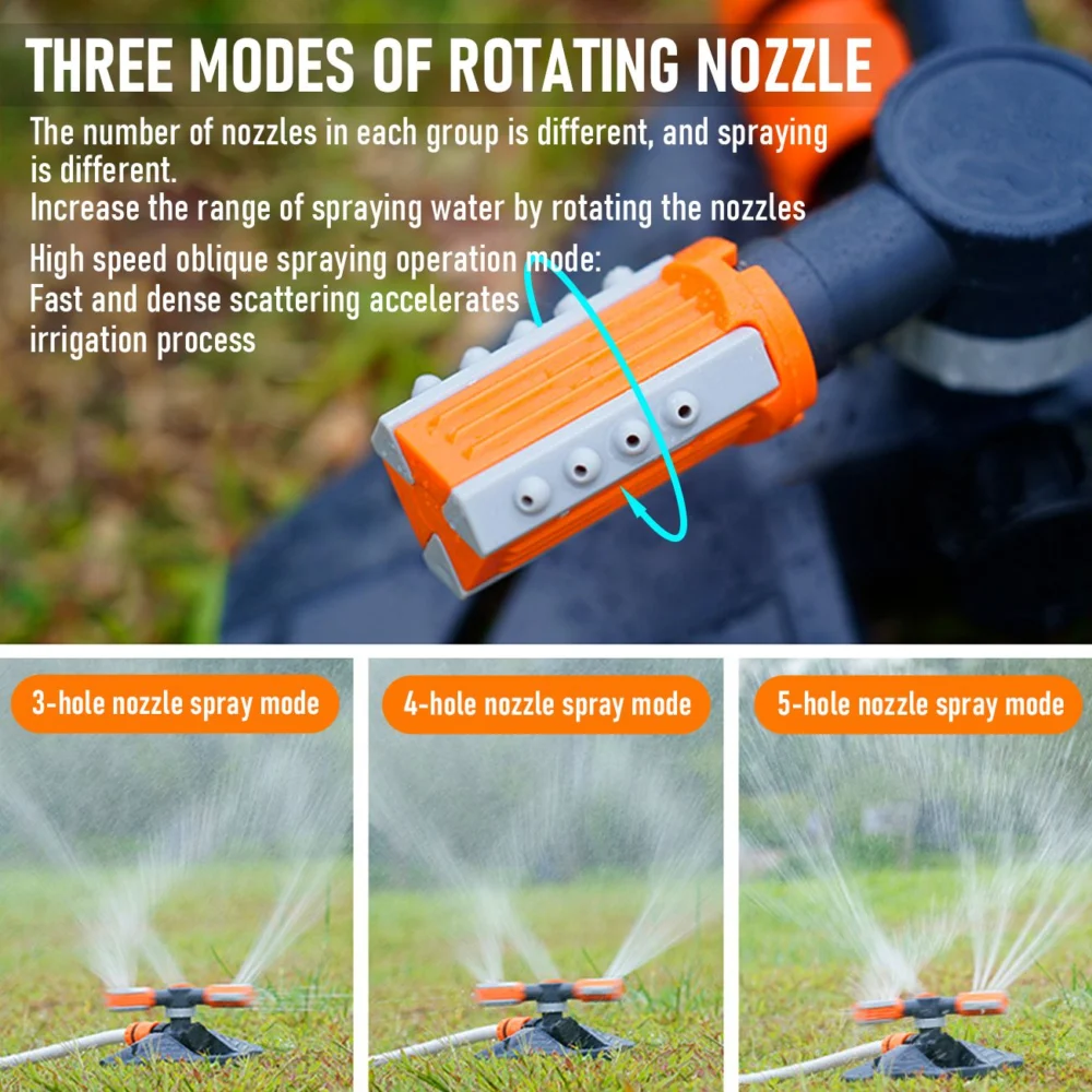 2 PCS Garden Sprinkler, 360° Rotating Lawn & Garden Water Sprinkler, 3-Arm