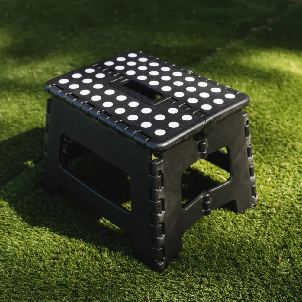 Stool Portable Plastic Foldable Chair Outdoor Bathroom Kitchen Adult Kids Black