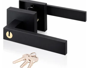 Matte Black Privacy Door Lever Handle w/ Keys, Heavy Duty Interior Door Lockset