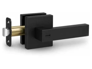 Matte Black Keyless Privacy Door Lever Handle, Heavy Duty Interior Door Lockset