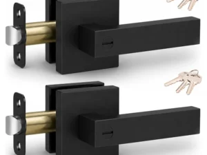 Matte Black Privacy Door Lever Handles w/ Keys, 2 Pack Heavy Duty Interior Door