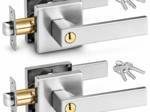 Privacy Door Lever Handle w/ Key, Heavy Duty Interior Door Lock, Adjustable