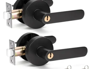 2 Pack Privacy Door Lever Handle w/ Key, Heavy Duty Interior Door Lock, Round