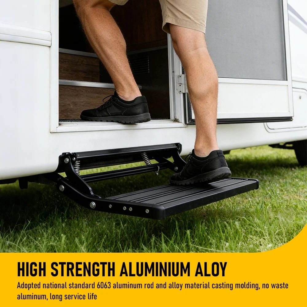 Heavy Duty Pull-Out Caravan Step, Folding Aluminium RV Step(57x55x17cm)