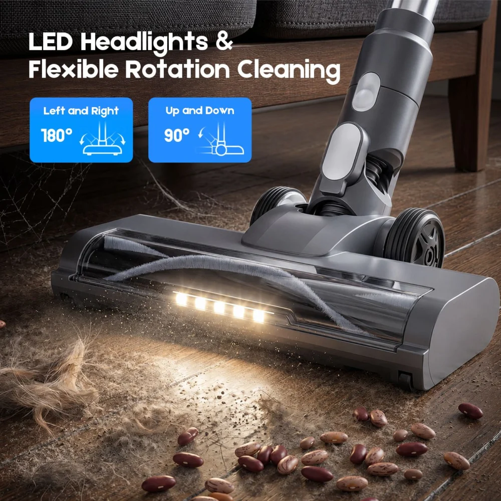 8-in-1 Cordless Vacuum Cleaner 2 Modes Anti-Tangle Brush For Pet Hair On