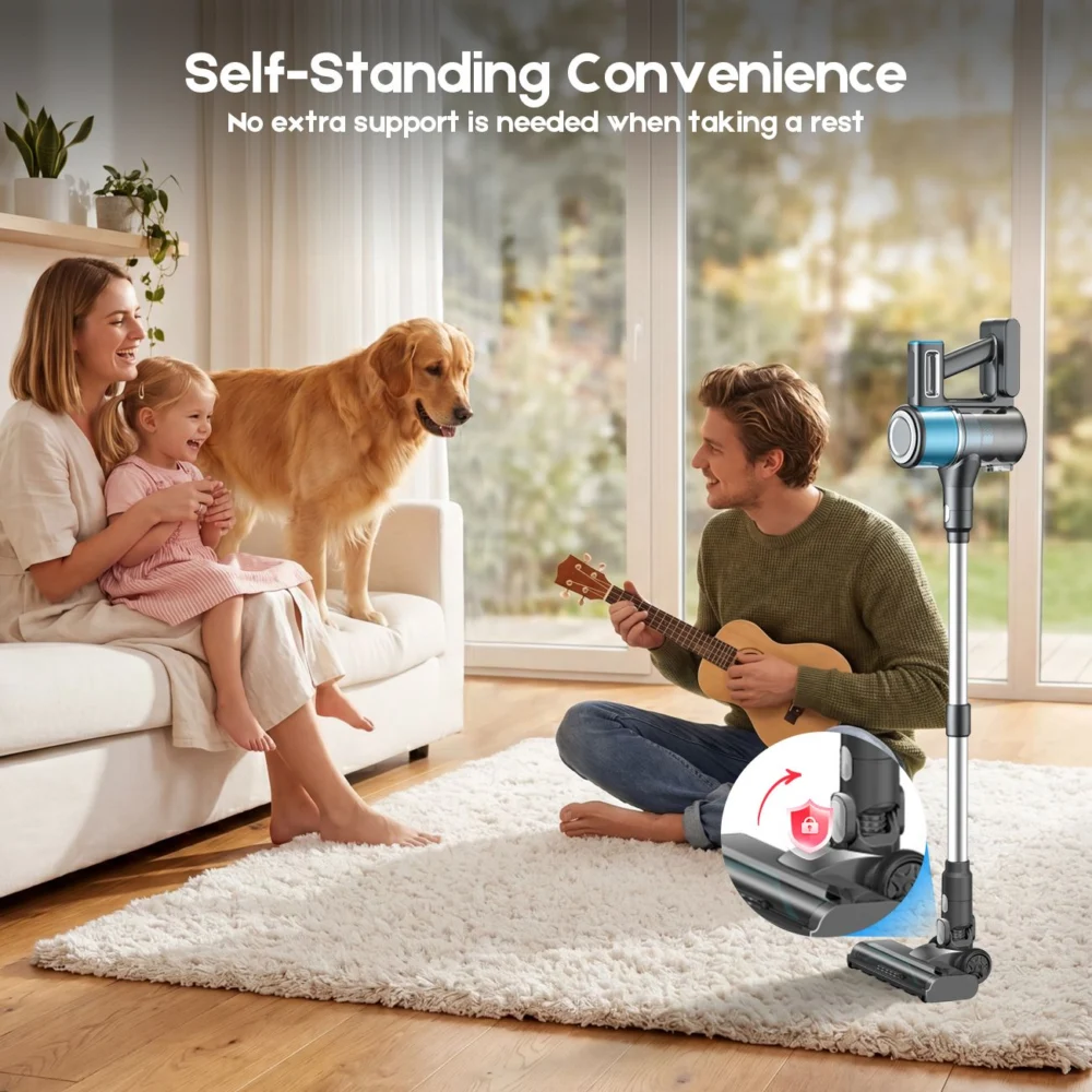 8-in-1 Cordless Vacuum Cleaner 2 Modes Anti-Tangle Brush For Pet Hair On