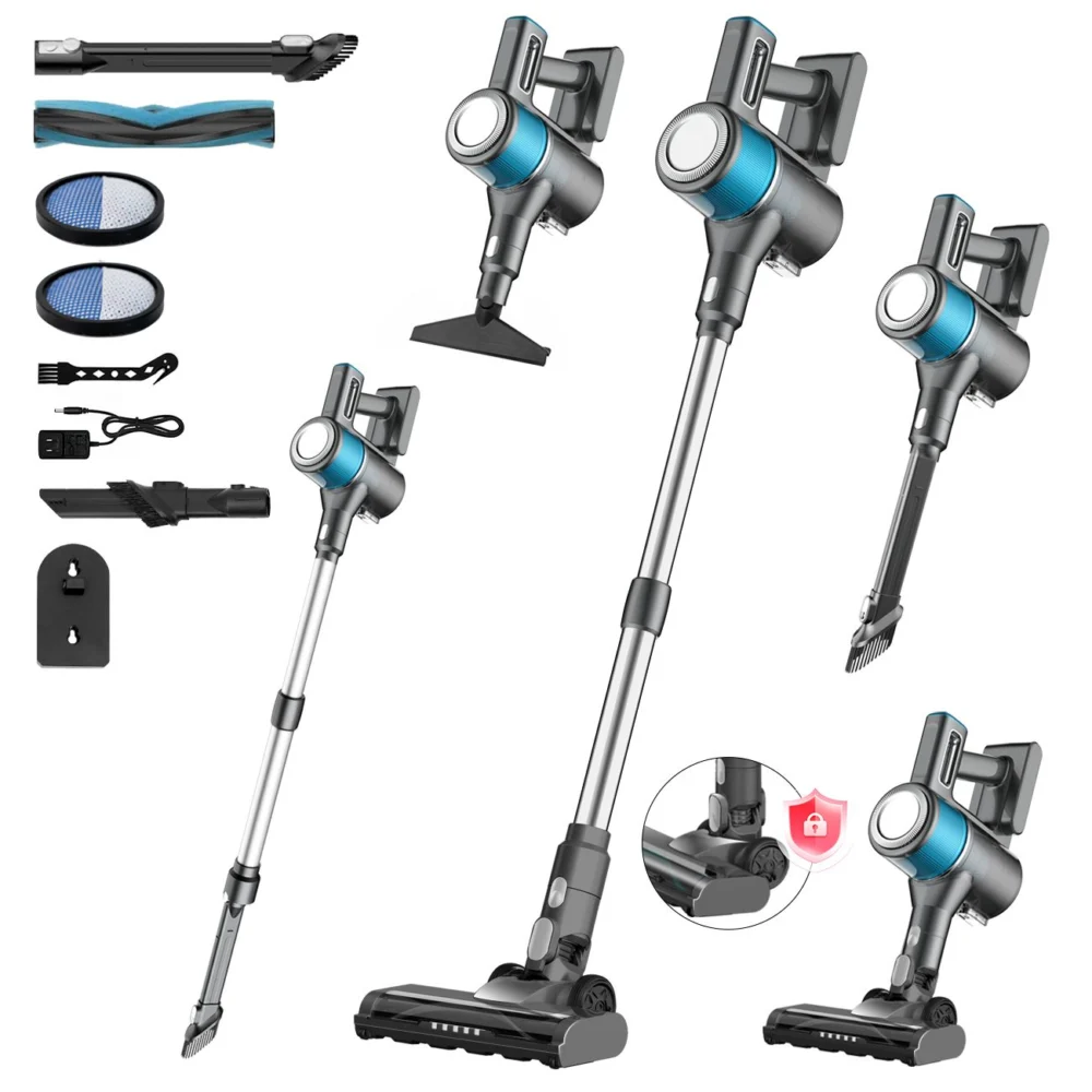 8-in-1 Cordless Vacuum Cleaner 2 Modes Anti-Tangle Brush For Pet Hair On