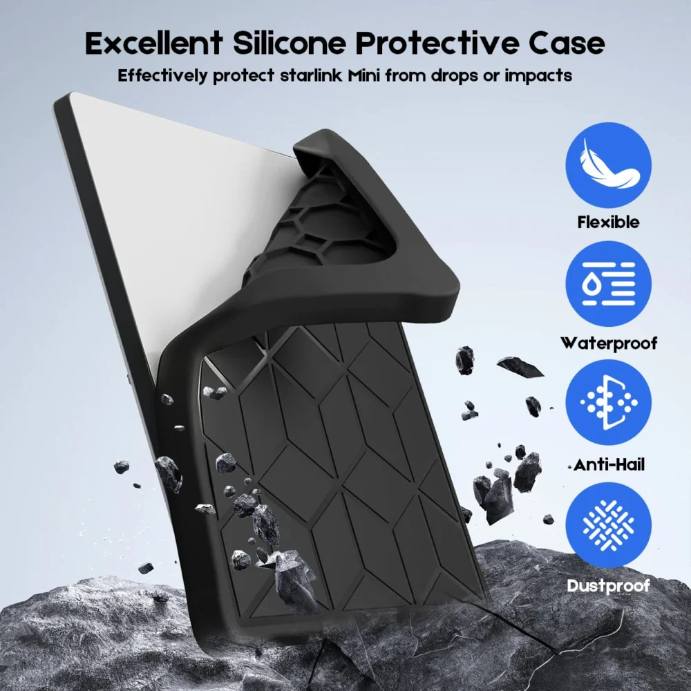 Silicone Cover for Starlink MINI, Anti-Rock/Sand/Hail Waterproof Silicone Case
