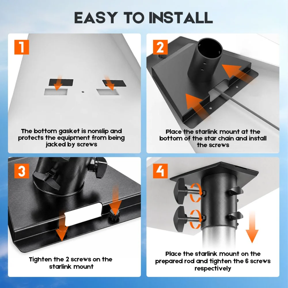 Pipe Adapter for Starlink Gen 3, Metal Mounting Connector for Starlink V3