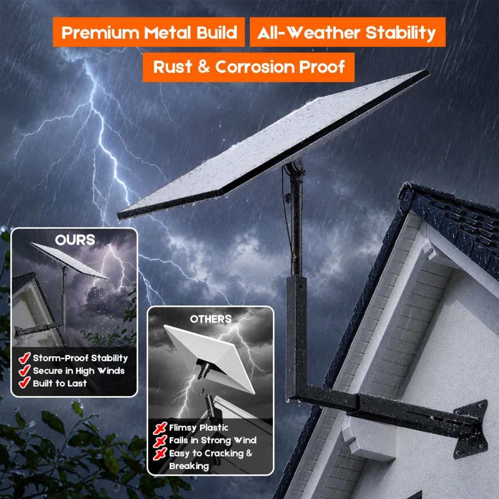 Long Arm Mount for Starlink Gen 3 Standard, Adjustable Telescoping Roof & Wall