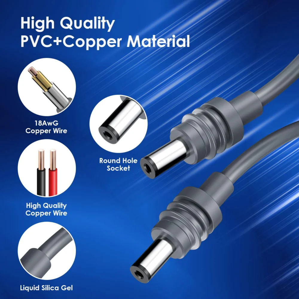 DC to DC Power Cable for Starlink Mini 5M 16AWG 5.5x2.1mm Waterproof Extension