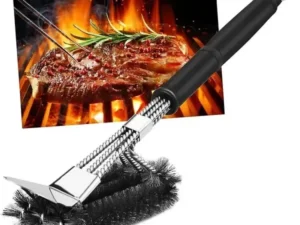 Grill Cleaning Brush w/ Scraper, Stainless Steel Bristle BBQ Cleaner for Gas &