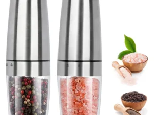 Salt & Pepper Grinder Electric Gravity Grinder, Refillable Automatic One-Hand