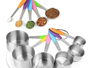 Stainless steel 10 pc measuring spoon measuring cup set w/ scale measuring spoon