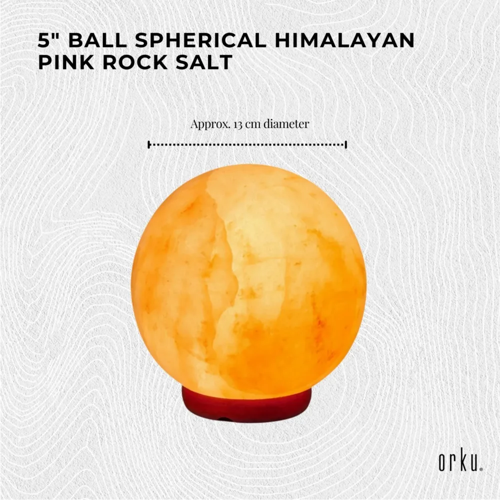 Orku 12cm Ball Shape Himalayan Pink Salt Lamp - Carved Sphere Night Light