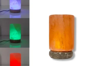 USB Colour Changing Salt Himalayan Lamp - Cylinder Shape Pink Rock LED Light