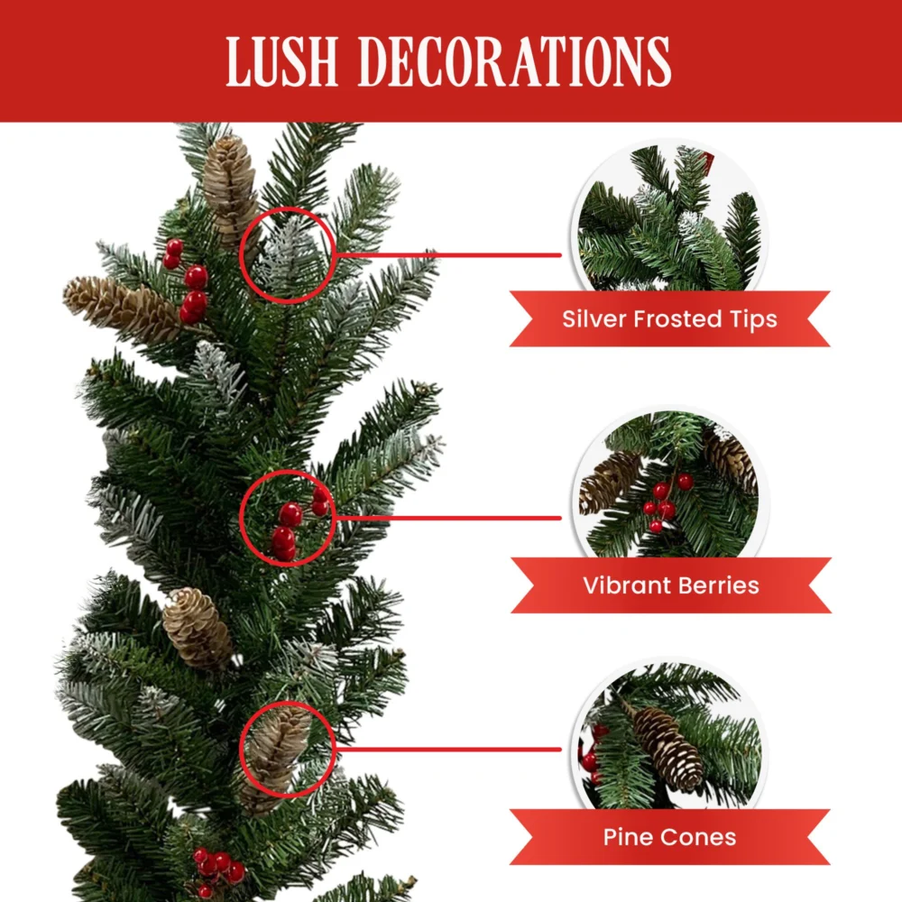 Christabelle 2.7m Christmas Garland w/ Pine Cones & Berries Pine Tree Decoration