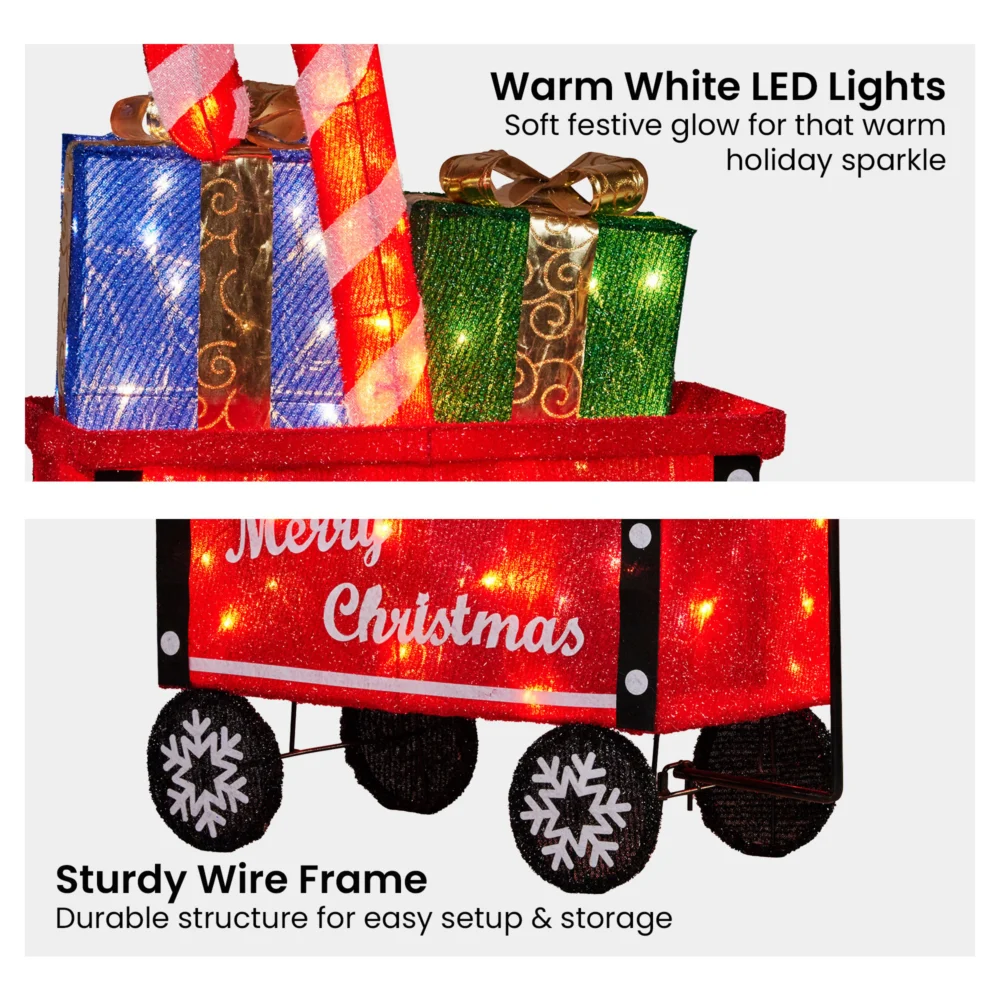 Christabelle Christmas Cart Display w/Candy Cane & Presents Warm White LED
