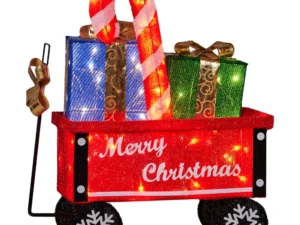 Christabelle Christmas Cart Display w/Candy Cane & Presents Warm White LED