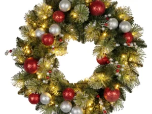 Christabelle Stunning 61cm Christmas Wreath w/ LED Lights Baubles Berries Red