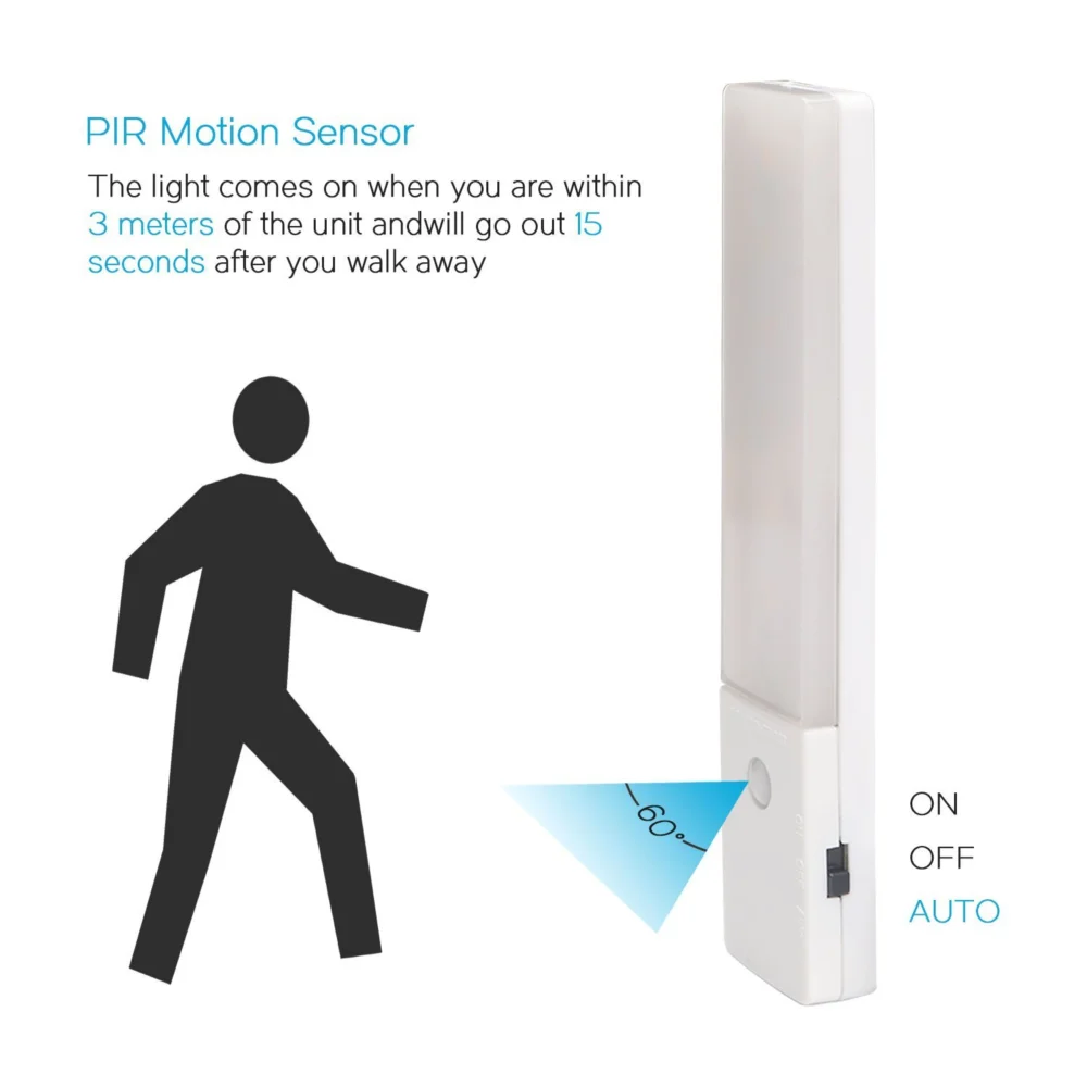 EL608 Rechargeable Infrared Motion Sensor Wall LED Night Light Torch (Warm