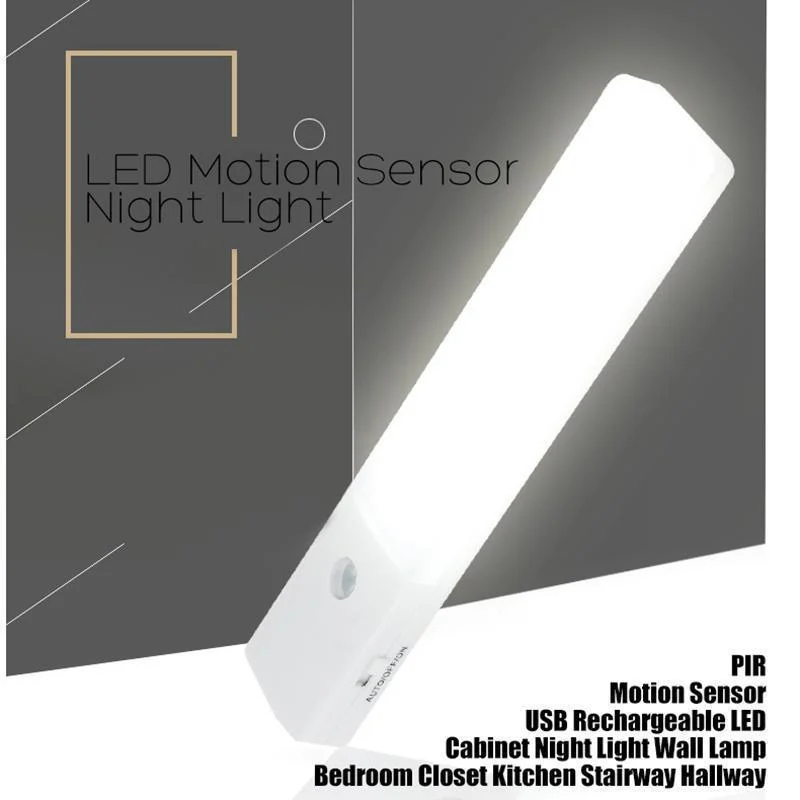 EL608 Rechargeable Infrared Motion Sensor Wall LED Night Light Torch (Warm