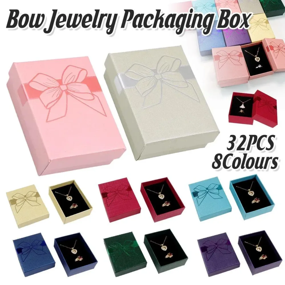 32pcs Jewelry Storage Box Necklace Pendant Ring Organizer Gift Packaging - Blue