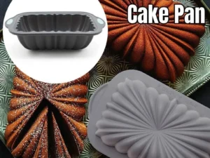 1-Piece Rectangular Flower-Pattern Cake Pan, Grey