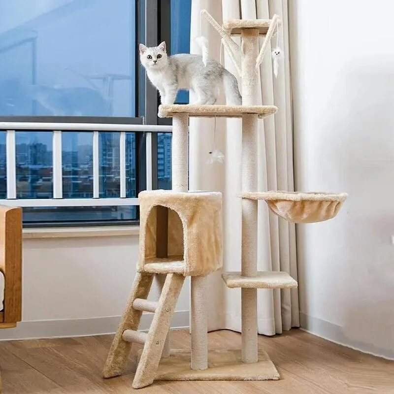 Cat Tree Scratching Post Gym House Condo Scratcher Furniture Tower - Grey-Black