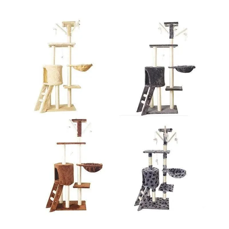 Cat Tree Scratching Post Gym House Condo Scratcher Furniture Tower - Grey-Black