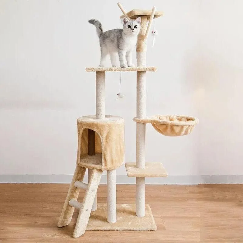 Cat Tree Scratching Post Gym House Condo Scratcher Furniture Tower - Grey-Black