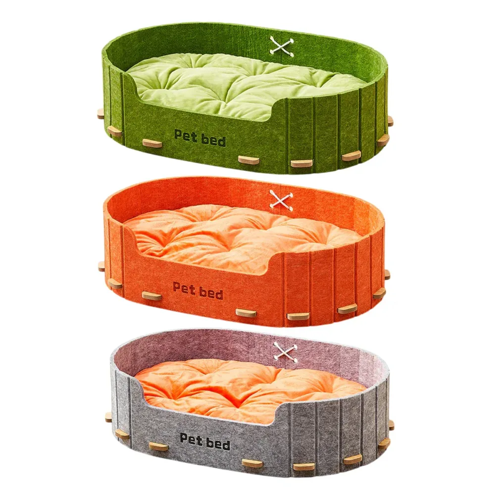 Pet Sleeping Bed Felt Cat Nest Warm Dog Bed Soft Indoor Cushion Removable Design