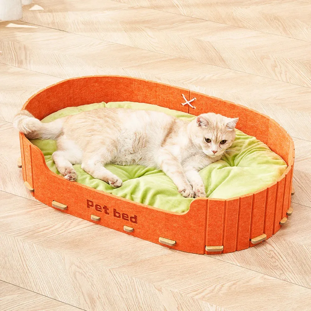 Pet Sleeping Bed Felt Cat Nest Warm Dog Bed Soft Indoor Cushion Removable Design