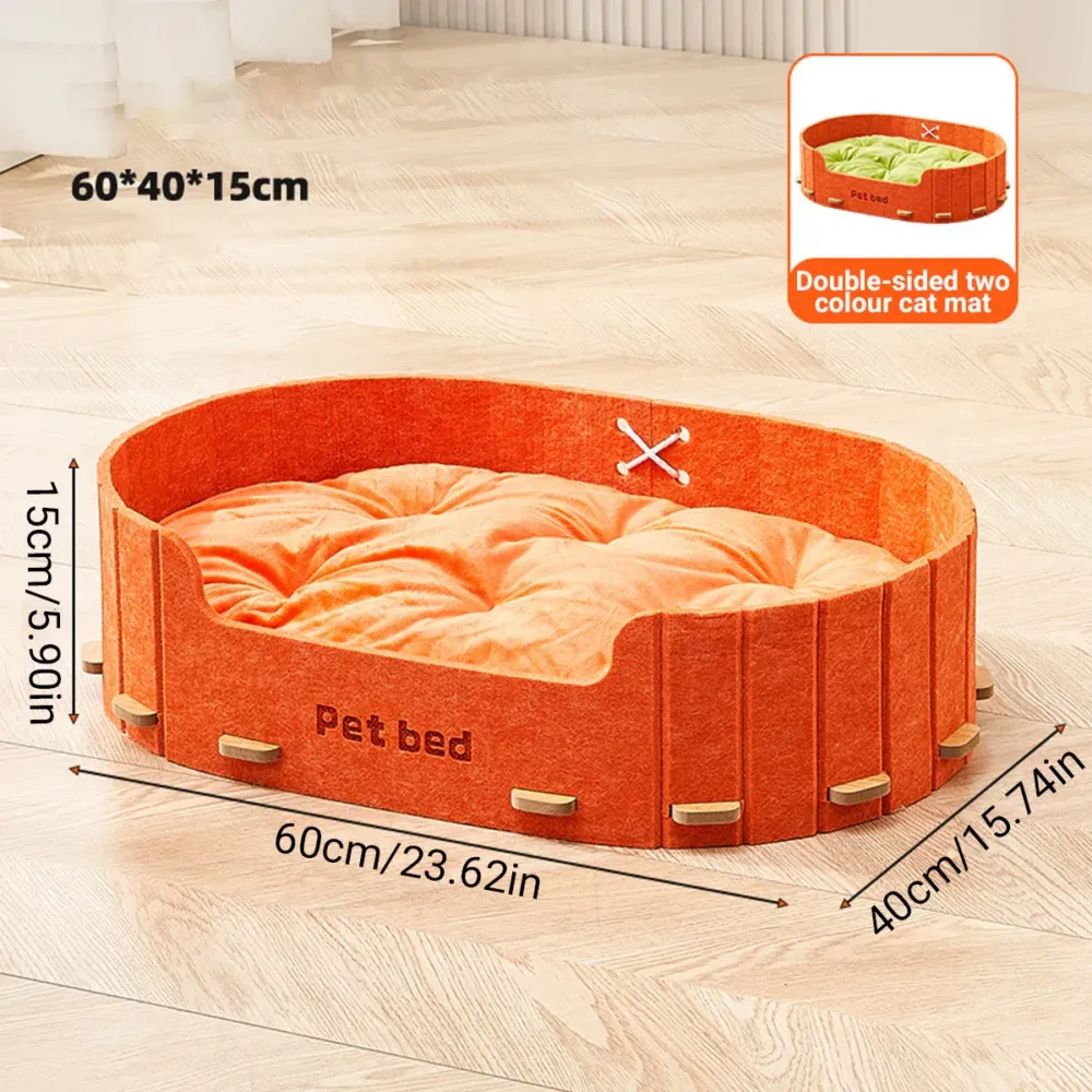Pet Sleeping Bed Felt Cat Nest Warm Dog Bed Soft Indoor Cushion Removable Design